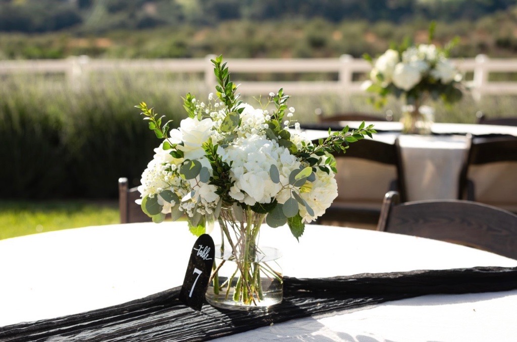 Bridal bouquet flat lay with silk ribbon